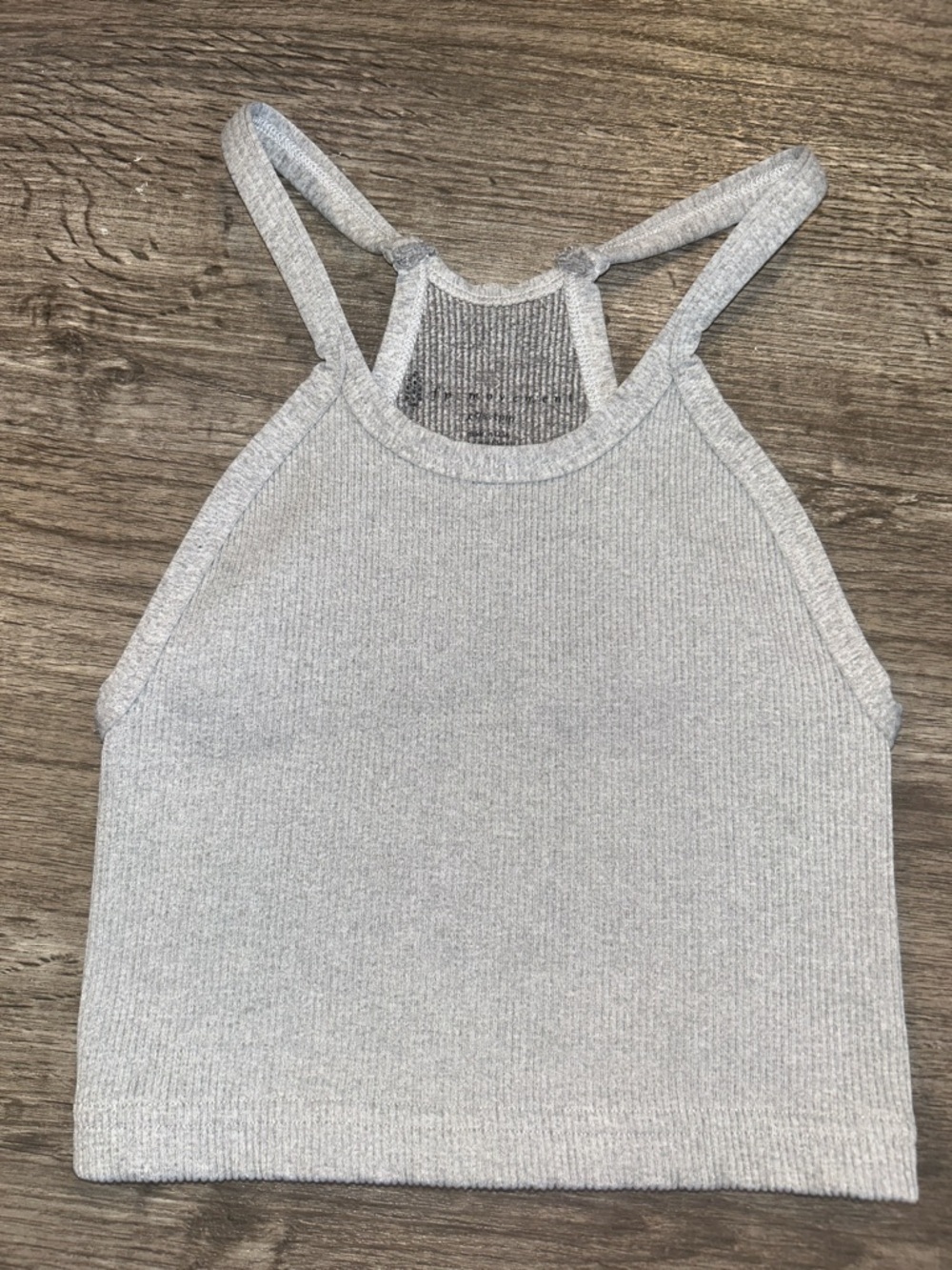 Free People Movement Ribbed Crop Tank Gray High Neck Strappy XS S - Picture 4 of 7